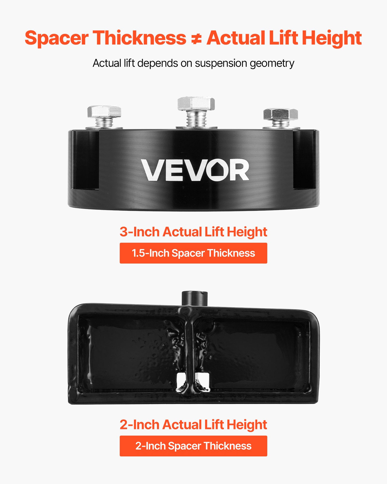 VEVOR 76.2 mm Front and 50.8 mm Rear Leveling Lift Kit for 2005-2021 2022 2023 Toyota Tacoma 2WD/4WD, Chassis Level Kit with 2 Front Strut Spacers, 2 Rear Lift Blocks, 4 U-Bolts, Suspension Level Kit