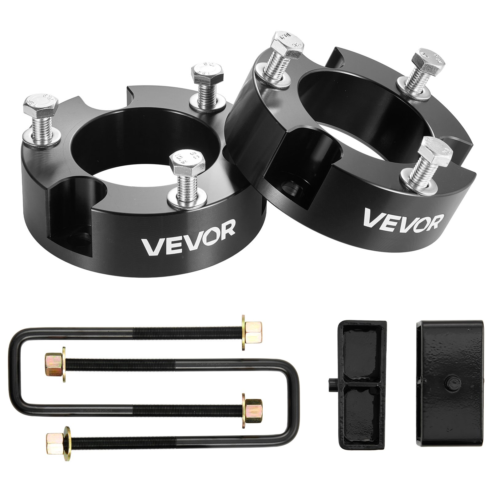 VEVOR 76.2 mm Front and 50.8 mm Rear Leveling Lift Kit for 2005-2021 2022 2023 Toyota Tacoma 2WD/4WD, Chassis Level Kit with 2 Front Strut Spacers, 2 Rear Lift Blocks, 4 U-Bolts, Suspension Level Kit