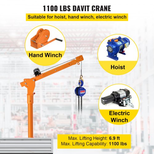 VEVOR Truck Crane Frame, Truck Bed Crane Frame with Adjustable Telescopic Boom, Jib Crane Frame with Single & Double Cable Lifting Modes, Cooperate with Hand Winch, Electric Winch, Hoist, Mini Hoist