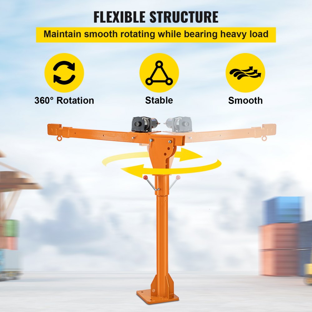 VEVOR Truck Crane Frame, Truck Bed Crane Frame with Adjustable Telescopic Boom, Jib Crane Frame with Single & Double Cable Lifting Modes, Cooperate with Hand Winch, Electric Winch, Hoist, Mini Hoist