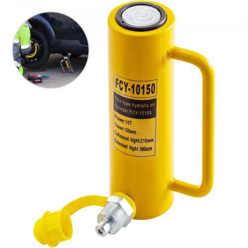 Cilindro Hidráulico Jack 10t 6" Enderezado Sólido Elevador Metálico Efecto Simple