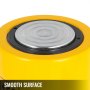 top view of VEVOR hydraulic cylinder jack with smooth yellow and silver surface.