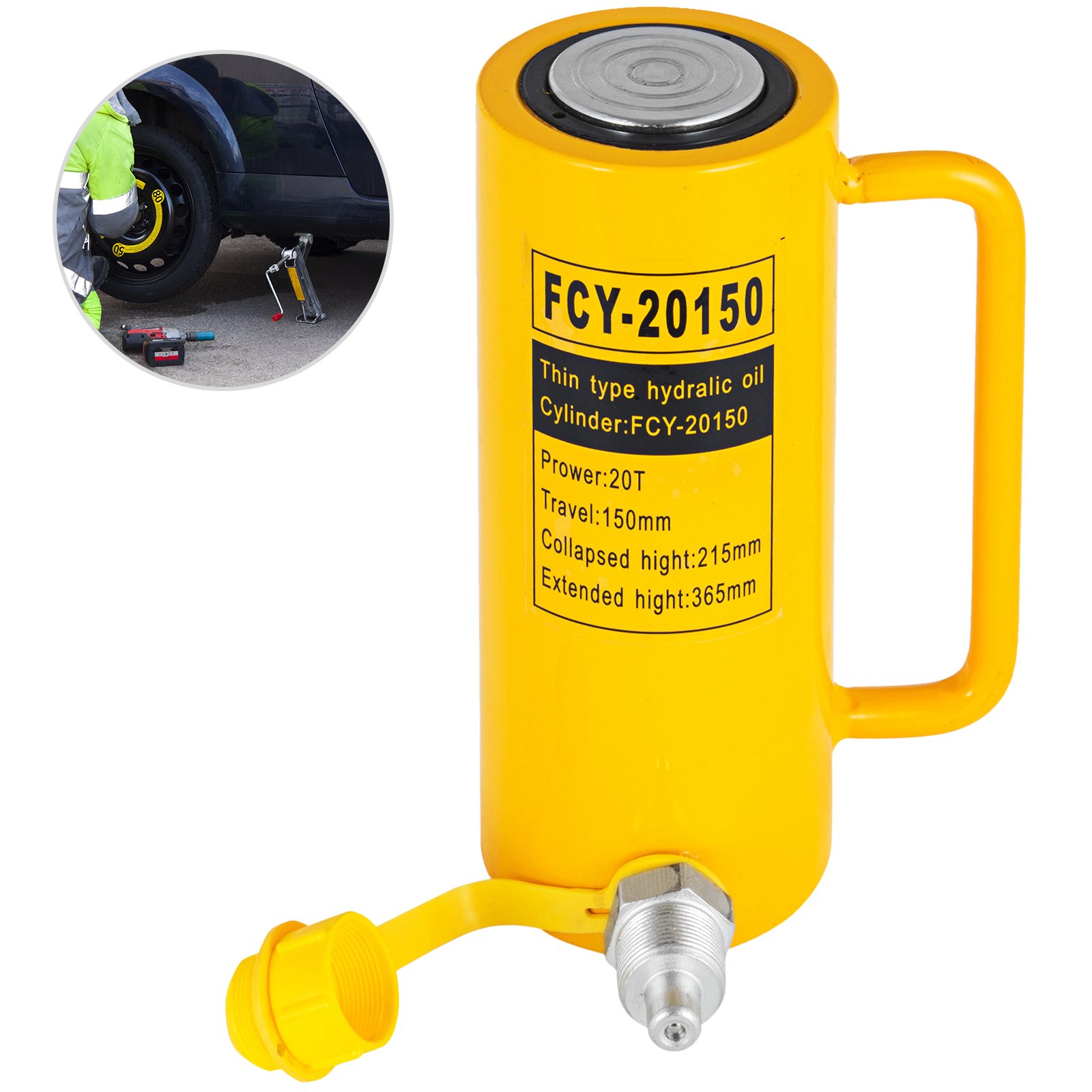 Sweiko Hydraulic Cylinder Jack, 20 Ton Solid Ram Hydraulic Cylinder, 6 Inch Stroke Single Acting Hydraulic Cylinder, with Quick Connector Portable Hydraulic Solid Jack Hydraulic Lifting Cylinders Sweiko Hydraulic Cylinder Jack, 20 Ton Solid Ram Hydraulic Cylinder, 6 Inch Stroke Single Acting Hydraulic Cylinder, with Quick Connector Portable Hydraulic Solid Jack Hydraulic Lifting Cylinders