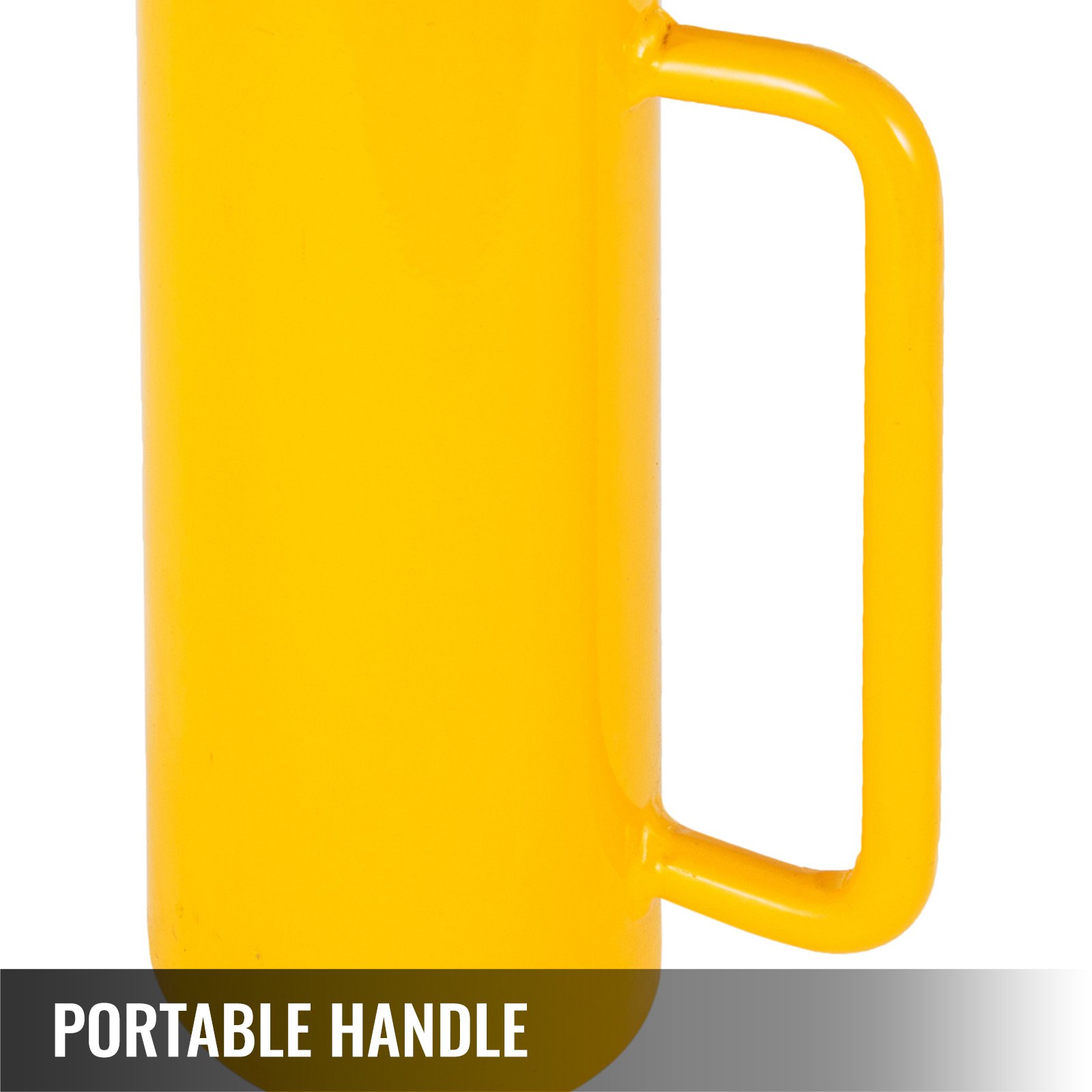 portable handle of VEVOR hydraulic cylinder jack in bright yellow.