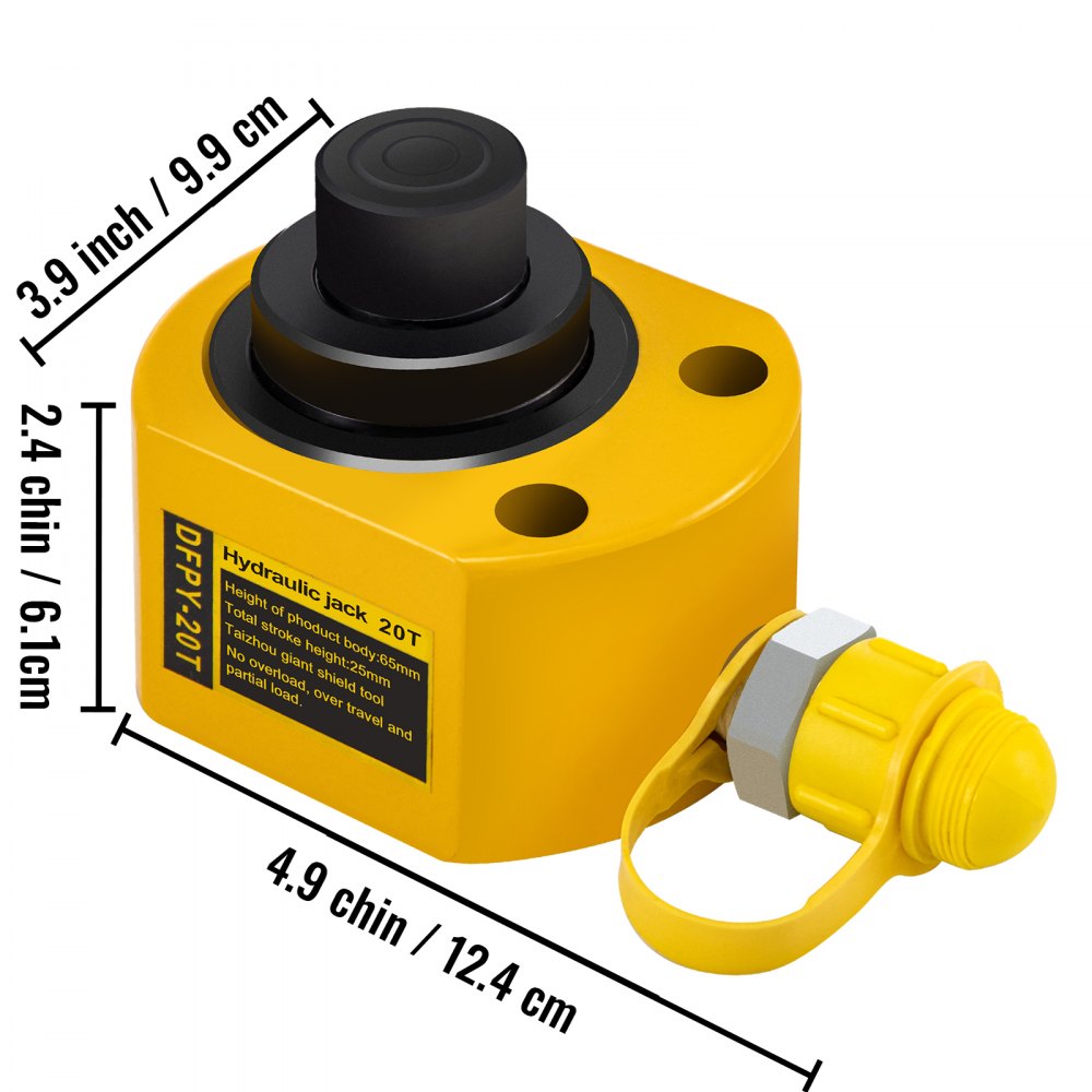 Hydraulic Cylinder Jack Ram 20t 1" Stroke Headstand Horizontal Steel Pro