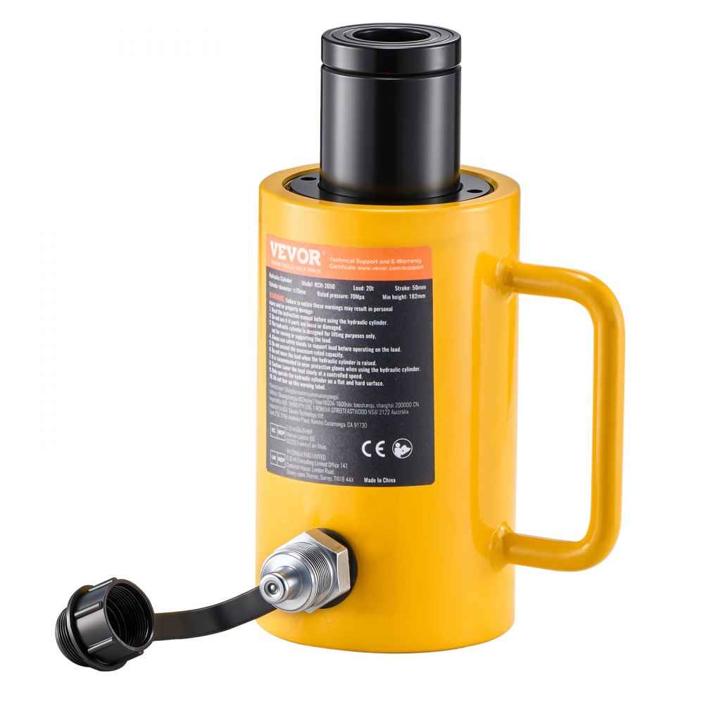 VEVOR 20T 2Inch Hydraulic Cylinder Jack Hollow Single Acting Hydraulic Ram Cylinder 50mm Hydraulic Lifting Cylinders (20T 2Inch Hollow)