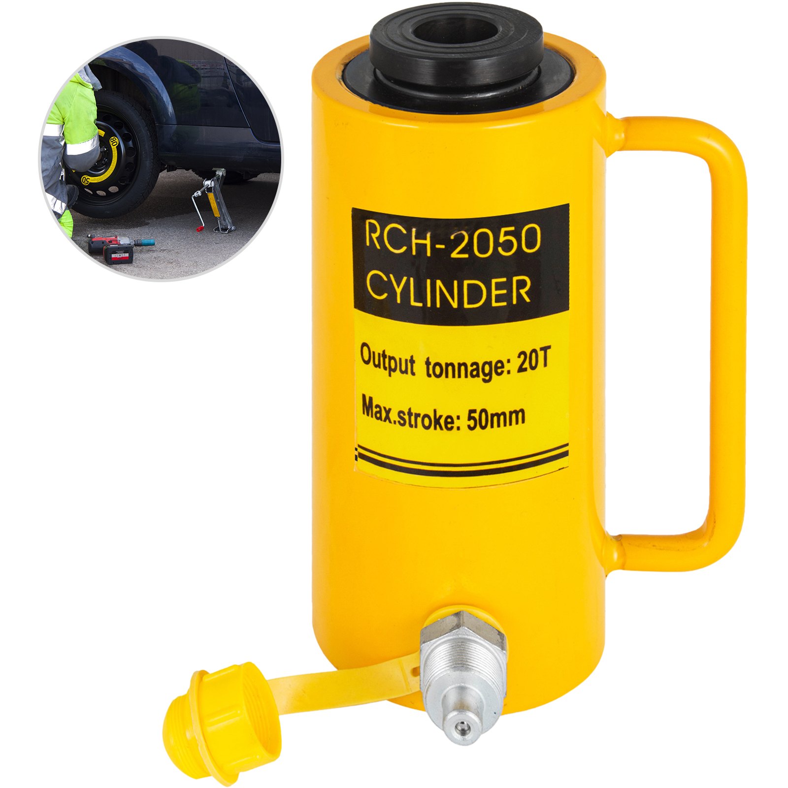 VEVOR 20T 2Inch Hydraulic Cylinder Jack Hollow Single Acting Hydraulic Ram Cylinder 50mm Hydraulic Lifting Cylinders (20T 2Inch Hollow)