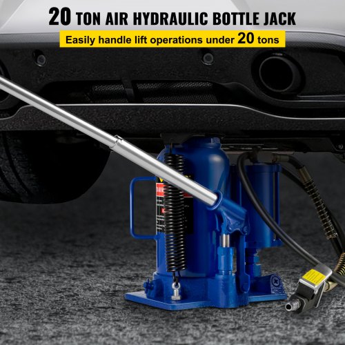 VEVOR Air Hydraulic Bottle Jack, 20 Ton/44092 lbs Capacity, with Manual Hand Pump, Heavy Duty Auto Truck Travel Trailer Repair Lift, Blue