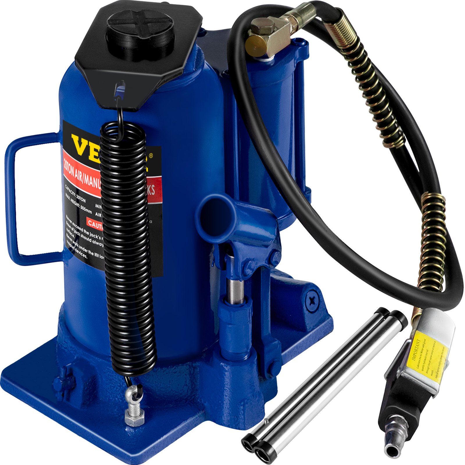 VEVOR Air Hydraulic Bottle Jack 20 Ton Bottle Jack Blue Air jack Heavy Duty Hydraulic Air Bottle Jack Pneumatic Lifting Ram for Auto Van Trucks Lorry Lift Repair Lift