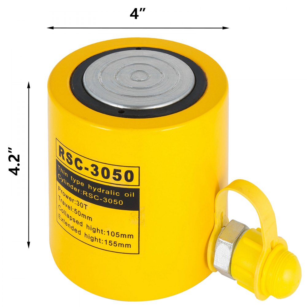 Vevor 30 Tons 2" Stroke Single Acting 50 Mm Hydraulic Cylinder Jack Ram