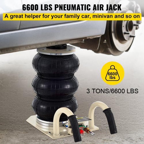 VEVOR Pneumatic Air Jack 3 Ton Triple Bag 6600 lbs Air Pneumatic Jack 43LB 6600 lbs Pneumatic Car Jack 3 Lift Bag Garage Mechanic Van Pro