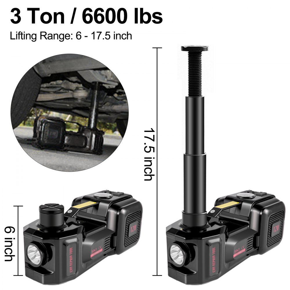 VEVOR 3T 12V DC Automotive Car Electric Hydraulic Floor Jack Emergency Equipment