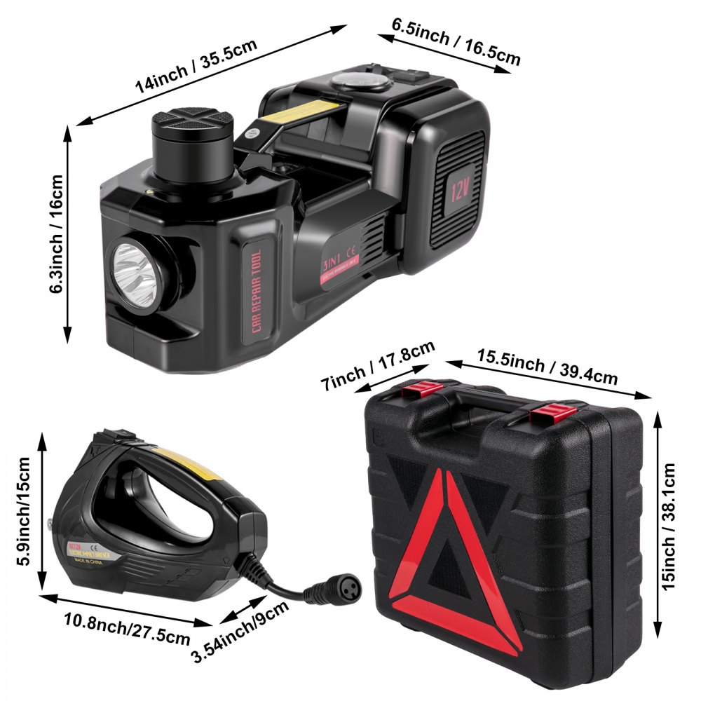 VEVOR 3T 12V DC Automotive Car Electric Hydraulic Floor Jack Emergency Equipment