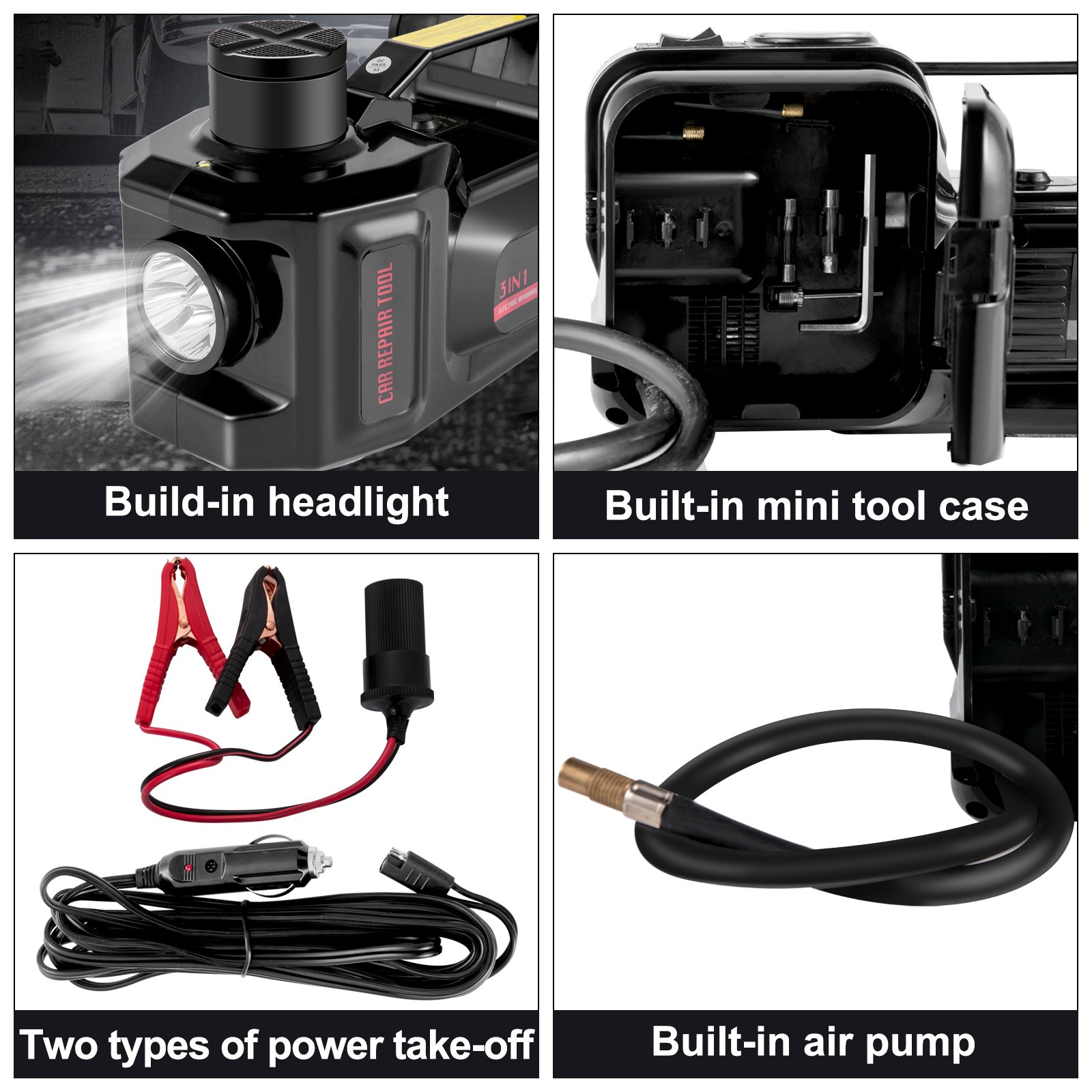 VEVOR 3T 12V DC Automotive Car Electric Hydraulic Floor Jack Emergency Equipment