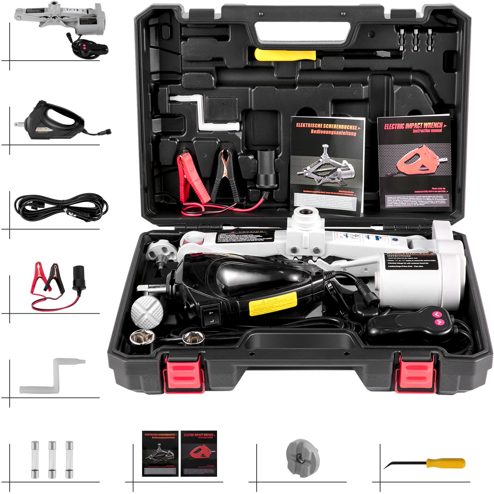 VEVOR Electric Car Jack Floor Jack 3 Ton Electric Scissor Jack w/ Impact Wrench