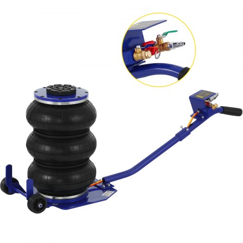VEVOR Pneumatic Jack, 3 Ton/6600 LBS Air Bag Jack, Triple Bag Air Jack for Vehicle, Extremely Fast Lifting Action, Max Height 15.75\"/400 mm, with Wheels, Long Handle, Blue