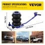 VEVOR Pneumatic Jack, 3 Ton/6600 LBS Air Bag Jack, Triple Bag Air Jack for Vehicle, Extremely Fast Lifting Action, Max Height 15.75"/400 mm, with Wheels, Long Handle, Blue