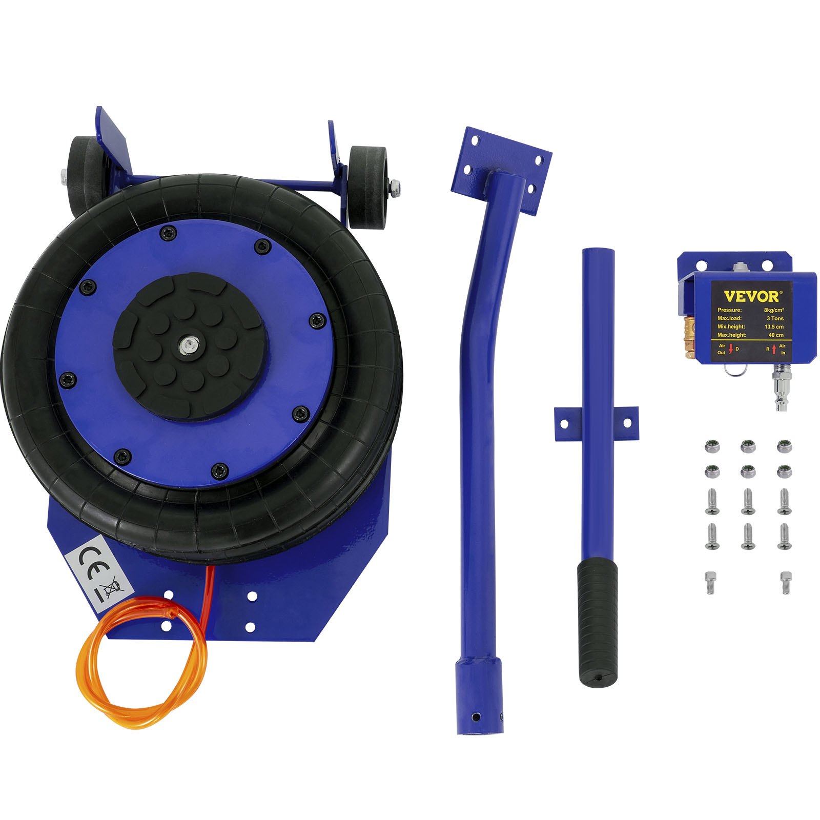 VEVOR Pneumatic Car Jack Triple Bag Air Jack 6600lbs Pneumatic Jack 3 Ton Heavy Duty Car Jack Lifting Up to 16 Inch Portable Repair(Blue) for Cars, Minivan, SUV Off-road Vehicle