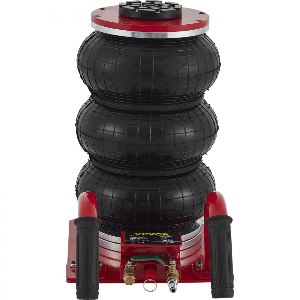 VEVOR triple bag air jack with red base and black inflatable bags.