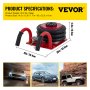 VEVOR triple bag air jack with product specifications and car images.