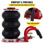 VEVOR Triple Bag Air Jack, 3 Ton (6600 lbs) Capacity, Portable Pneumatic Car Jacks, Fast Lifting up to 16 Inch Height, Heavy Duty & Quick Lifting for Garage Car Repair, Red