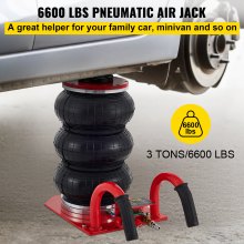 VEVOR Triple Bag Air Jack, 3 Ton (6600 lbs) Capacity, Portable Pneumatic Car Jacks, Fast Lifting up to 16 Inch Height, Heavy Duty & Quick Lifting for Garage Car Repair, Red