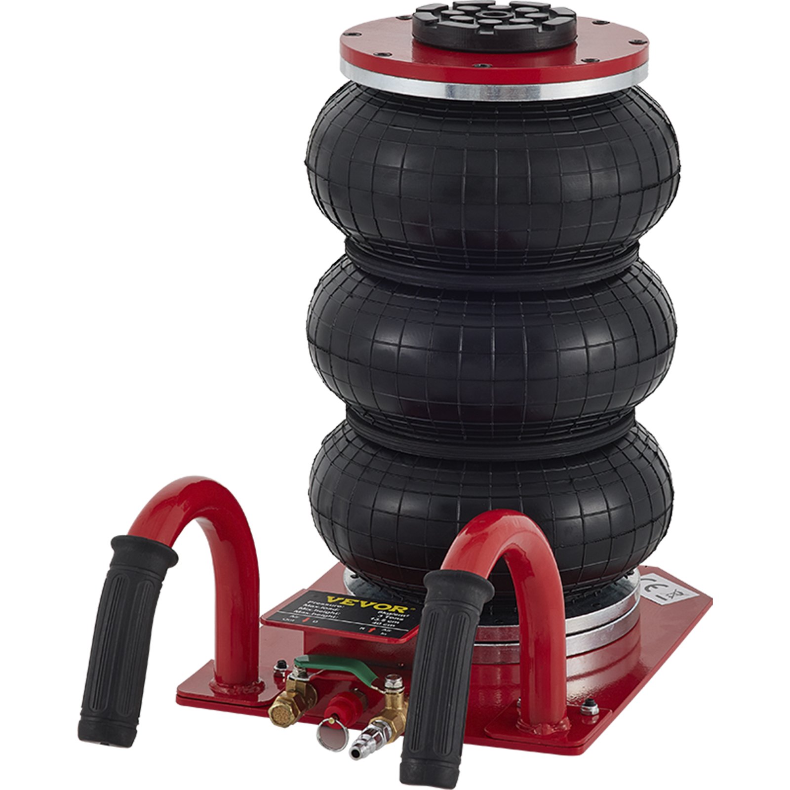 VEVOR Triple Bag Air Jack, 3 Ton (6600 lbs) Capacity, Portable Pneumatic Car Jacks, Fast Lifting up to 16 Inch Height, Heavy Duty & Quick Lifting for Garage Car Repair, Red