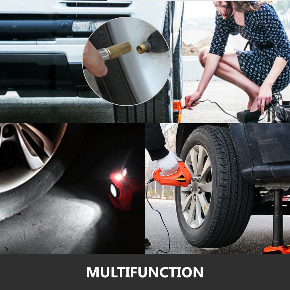 Electric Car Jack Automatic Car Jack 12V DC 5T(11023lb) With Electric Impact Wrench Inflator Pump and Flashlight