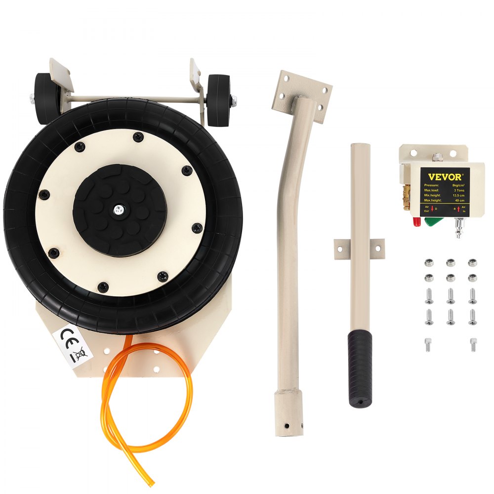 VEVOR pneumatic jack with handle, control box, and screws set.
