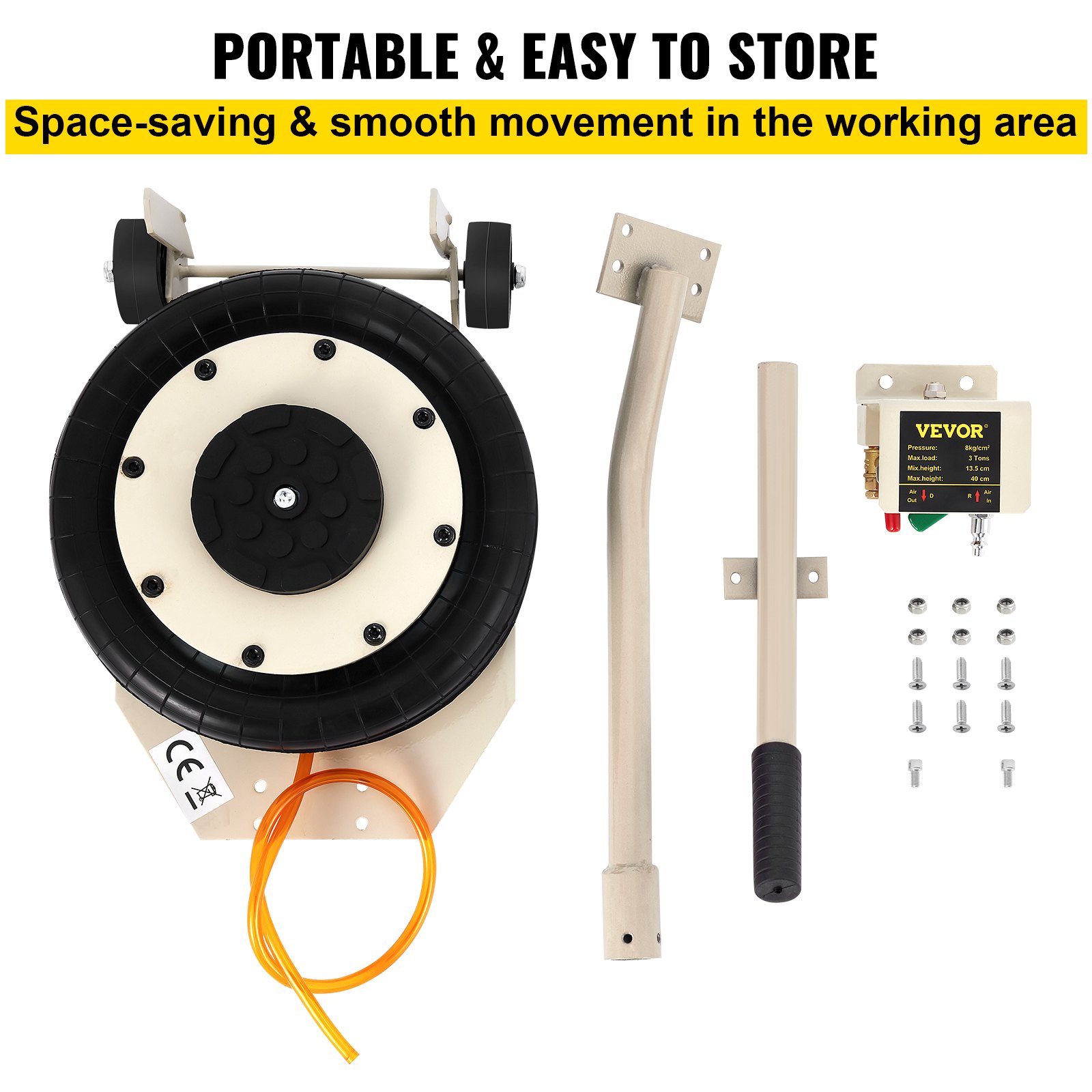 VEVOR Pneumatic Jack, 5 Ton/11023 lbs Triple Bag Air Jack, Lifting Height 6.3-15.75 Inch, Inflatable Car Jack with Long Handle, Lifter Pneumatic Air Jack for Garage Car Lifting Repair