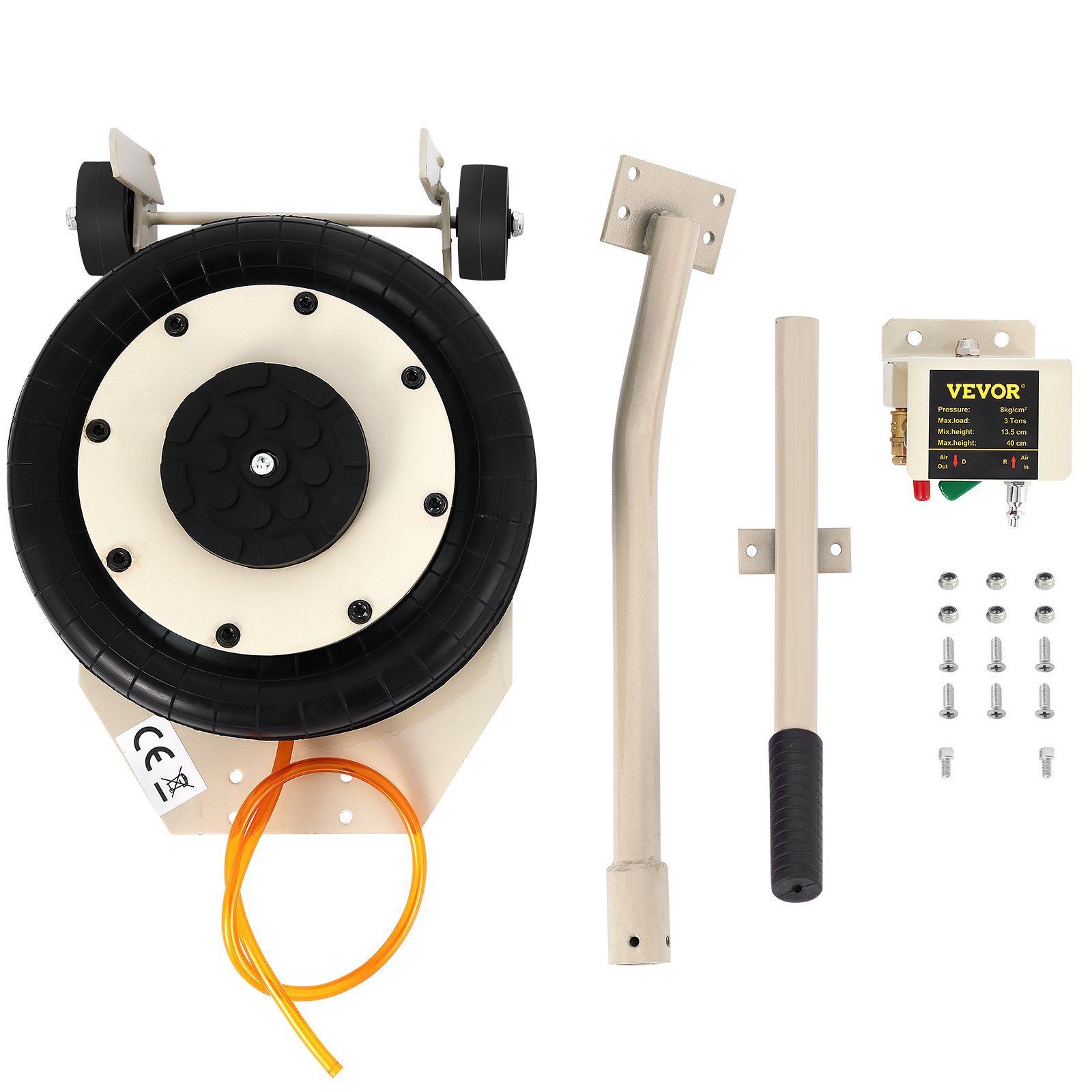 VEVOR pneumatic jack with handle, control box, and screws set.