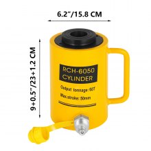 VEVOR 60T 5.08 Cm Hydraulic Cylinder Jack Hollow Single Acting Hydraulic Ram Cylinder 50 mm Hydraulic Lifting Cylinders for Riggers Fabricators (60T 2 Inch Hollow)