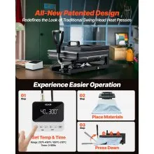 VEVOR Hybrid Heat Press, 15 x 15 inch, 5-in-1 Multifunction, Heat Up Fast and Even, All-New Patented Design, Easy to Control, Sublimation Press Machine for T-shirts/Mugs/Tumblers/Caps/Plates, Black