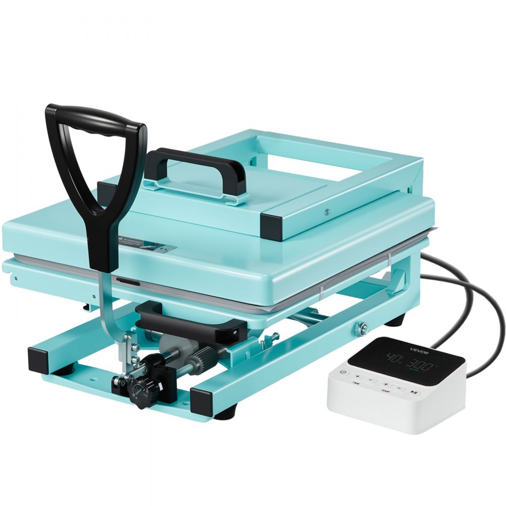 VEVOR Hybrid Heat Press, 15 x 15 inch, 5-in-1 Multifunction, Heat Up Fast and Even, All-New Patented Design, Easy to Control, Sublimation Press Machine for T-shirts/Tumblers/Caps/Plates, Light Green