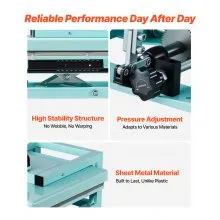 VEVOR Hybrid Heat Press, 15 x 15 inch, 5-in-1 Multifunction, Heat Up Fast and Even, All-New Patented Design, Easy to Control, Sublimation Press Machine for T-shirts/Tumblers/Caps/Plates, Light Green