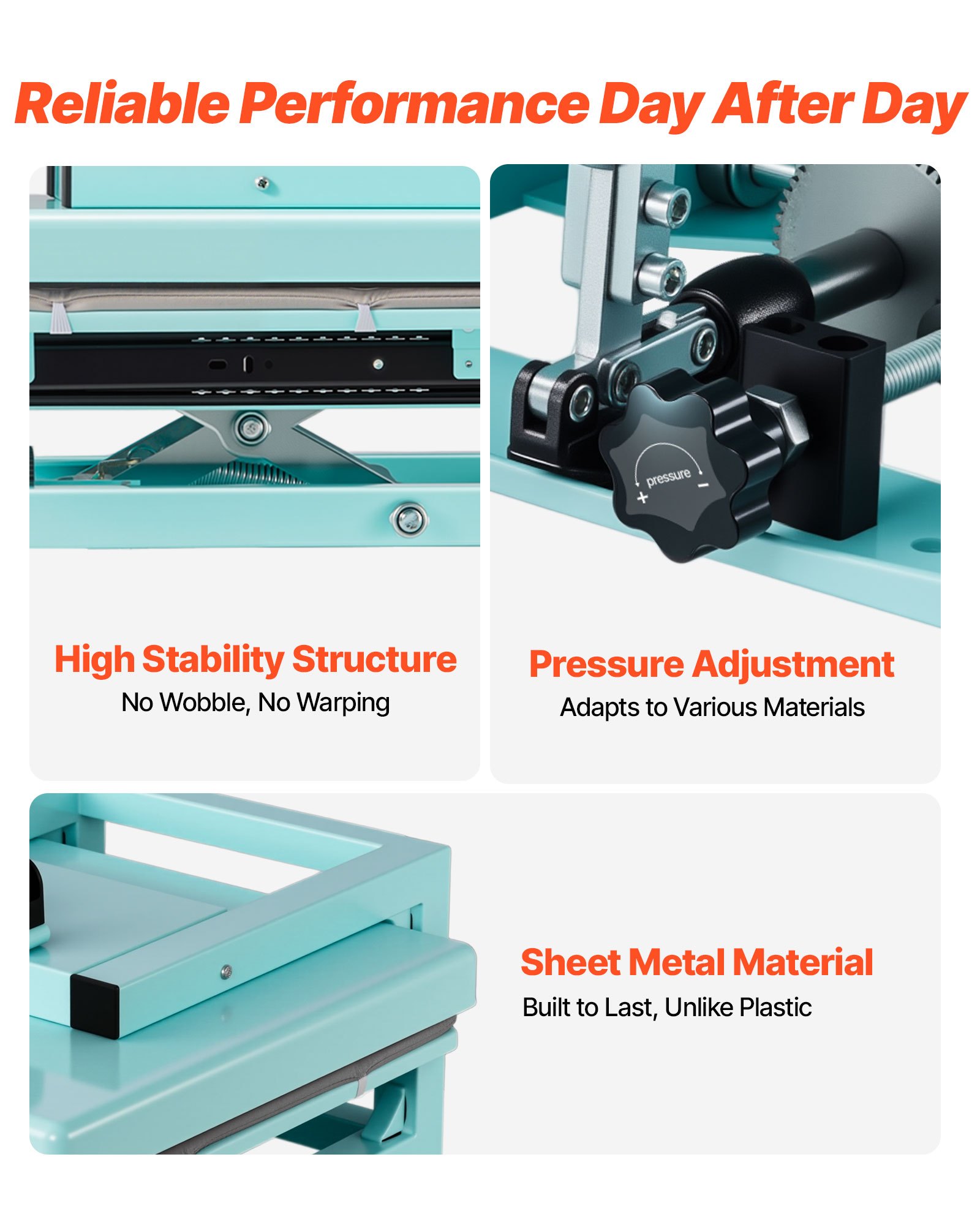 VEVOR Hybrid Heat Press, 15 x 15 inch, 5-in-1 Multifunction, Heat Up Fast and Even, All-New Patented Design, Easy to Control, Sublimation Press Machine for T-shirts/Tumblers/Caps/Plates, Light Green