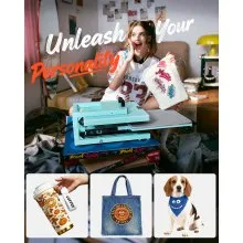 VEVOR Heat Press Machine, 15 x 15 inch, 8-in-1 Multifunction, Heat Up Fast and Even, All-New Patented Design, Easy to Control, Sublimation Press Machine for T-shirts/Tumblers/Caps/Plates, Light Green