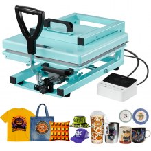 VEVOR Heat Press Machine, 15 x 15 inch, 8-in-1 Multifunction, Heat Up Fast and Even, All-New Patented Design, Easy to Control, Sublimation Press Machine for T-shirts/Tumblers/Caps/Plates, Light Green