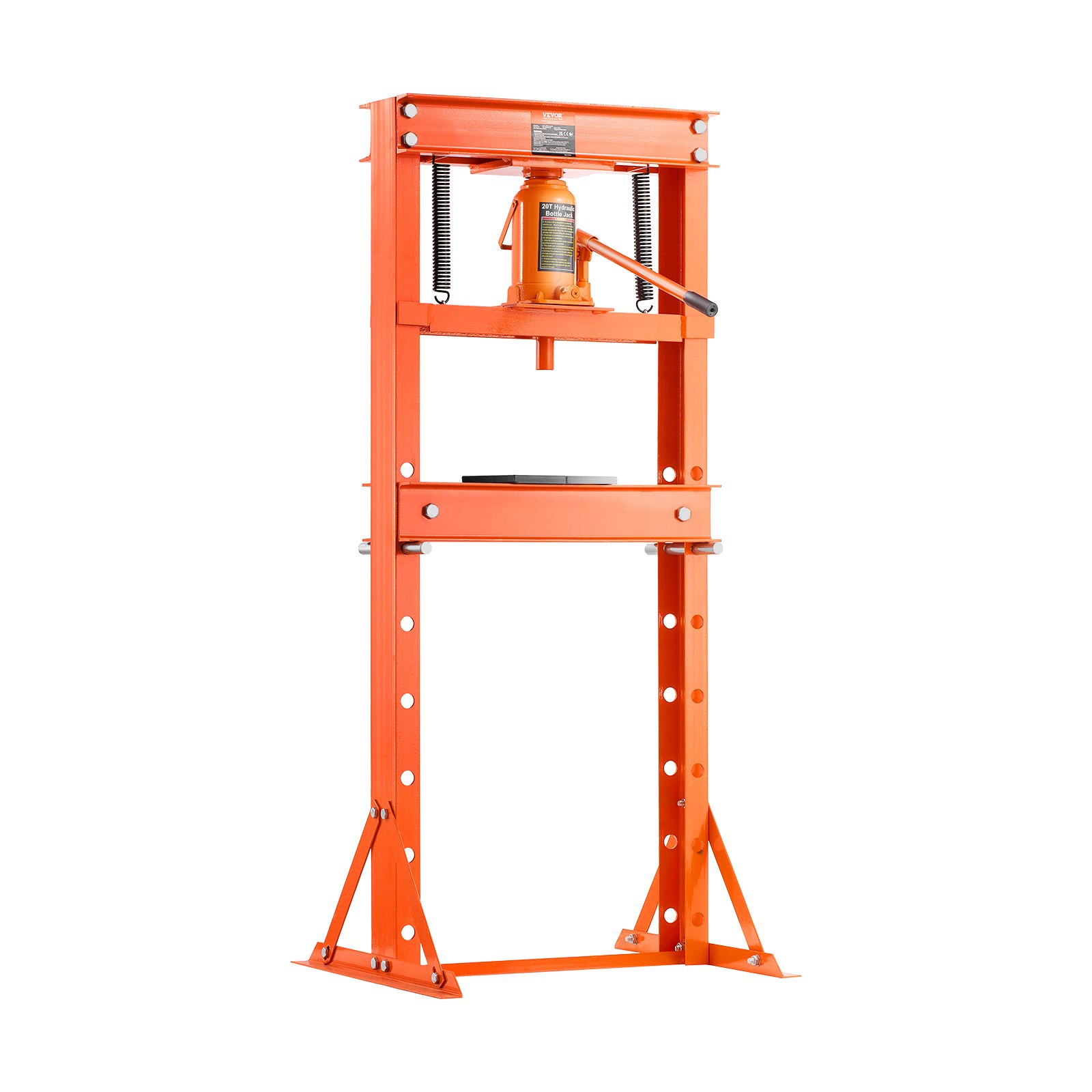 VEVOR Hydraulic Shop Press, 20 T H-Frame Shop Press with Press Plate & Triangular Support, Stable Garage Floor Adjustable Hydraulic Press with Relief Valve, Fit for Bending, Straightening & Stamping