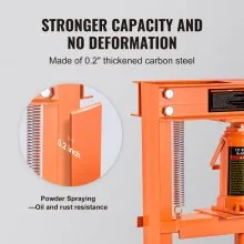 VEVOR Hydraulic, 12 Ton H-Frame Floor, Stamping Plates, Adjustable Working Table Height for Bending or Straightening Metal, Garages, or Homes Shop Press, Orange