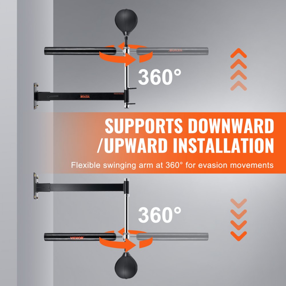 VEVOR Wall Mount Boxing Spinning Bar, Spinning Bar with Punching Ball, Adjustable Boxing Speed Trainer, Reflex Boxing Bar with Gloves, Boxing Training Equipment for Kickboxing, MMA, Fitness