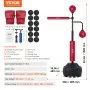 VEVOR Boxing Speed Trainer, Punching Bag with Stand, Reflex Boxing Bag for Teens & Adults, Height Adjustable Free Standing Strike Bag Set with Gloves, Workout Speed Bag for Home Gym Training, Red