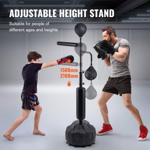 Kit De Boxe Autoportant – Sac De Frappe Réglable Avec Balle De Réaction Et Gants – Entraînement Fitness à La Maison - 12
