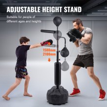 VEVOR Boxing Speed Trainer, Punching Bag with Stand, Reflex Boxing Bag for Teens & Adults, Height Adjustable Free Standing Strike Bag Set with Gloves, Workout Speed Bag for Home Gym Training, Black