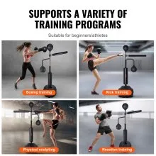 VEVOR Boxing Speed Trainer, Punching Bag with Stand, Reflex Boxing Bag for Teens & Adults, Height Adjustable Free Standing Strike Bag Set with Gloves, Workout Speed Bag for Home Gym Training, Black