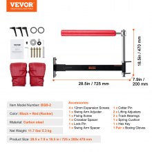 VEVOR Wall Mount Boxing Spinning Bar, Adjustable Punching Spinning Bar, Boxing Speed Trainer with Gloves, Red Reflex Boxing Bar, Boxing Training Equipment for Kickboxing, MMA, Stress Relief & Fitness