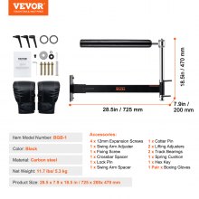 VEVOR Wall Mount Boxing Spinning Bar, Ρυθμιζόμενη Spinning Bar, Boxing Speed ​​Trainer με γάντια, Black Reflex Boxing Bar, Boxing Training Equipment for Kickboxing, MMA, Stress Relief, Fitness