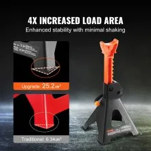 VEVOR Jack Stands, 3 Ton (6,000 lbs) Capacity Car Jack Stands, 10.8-16.3 inch Adjustable Height, for lifting SUV, Pickup Truck, Car and UTV/ATV, Red, 1 Pair