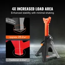 VEVOR Jack Stands, 3 Ton (6,000 lbs) Capacity Car Jack Stands Double Locking, 10.8-16.3 inch Adjustable Height, for lifting SUV, Pickup Truck, Car and UTV/ATV, Red, 1 Pair