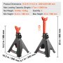 VEVOR Jack Stands, 6 Ton (13,000 lbs) Capacity Car Jack Stands Double Locking, 14.2 -23 inch Adjustable Height, for lifting SUV, Pickup Truck, Car and UTV/ATV, Red, 1 Pair